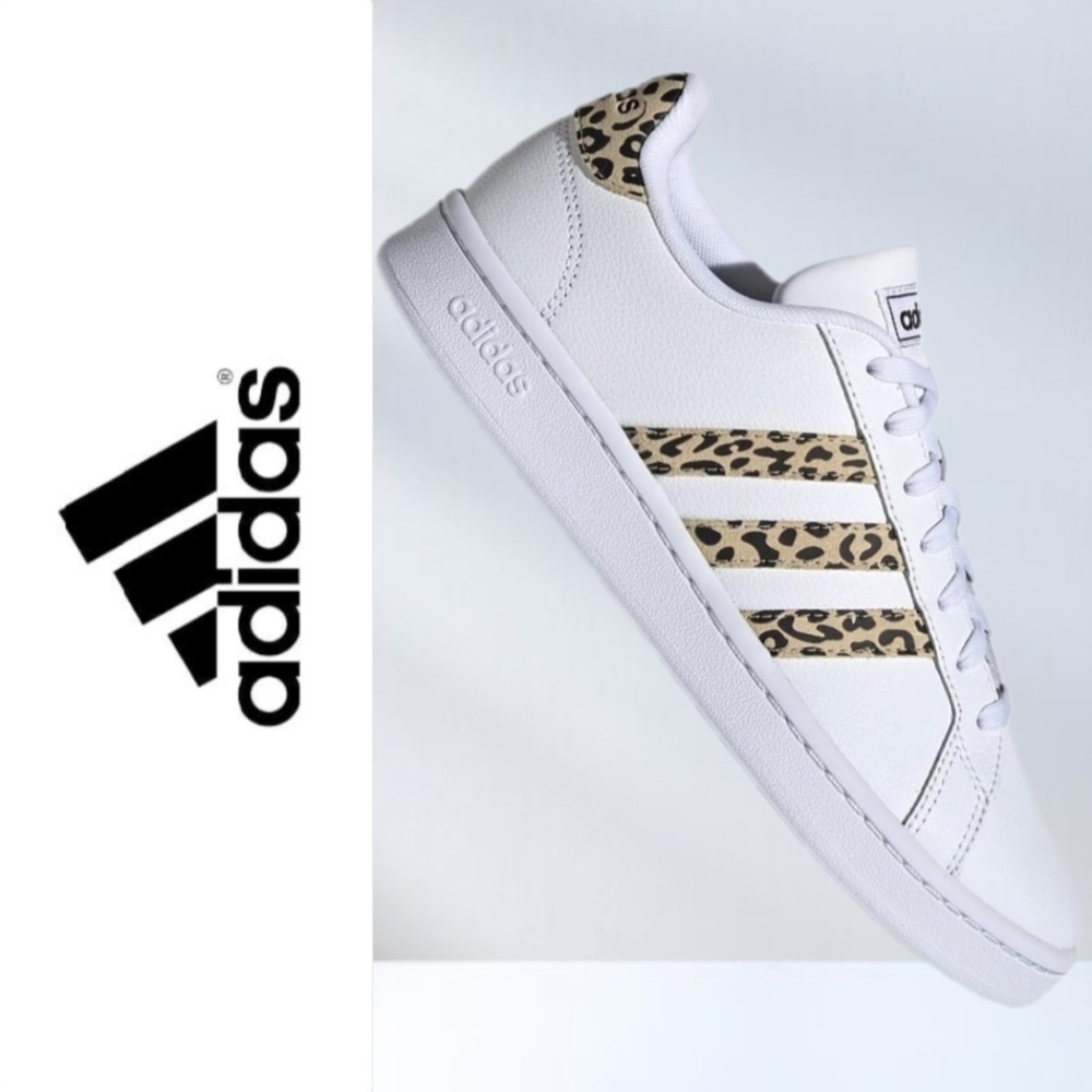 Adidas Grand Court Women's Athletic Sneaker White Leopard Womens Size 5 (FY8949) - Picture 2 of 14